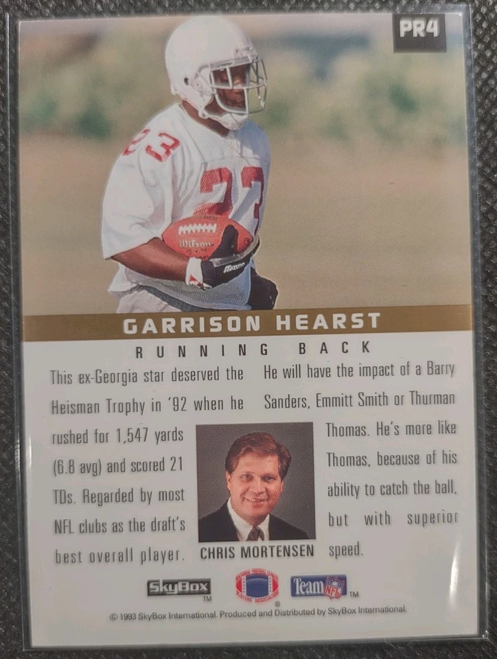 1993-94 Skybox Premium Garrison Hearst Primetime Rookie #PR4 Rookie RC  - Image 2 of 2
