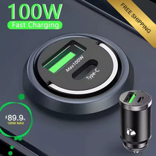 100W Super Fast Phone Car Charger Adapter USB Type C For iPhone Samsung Android