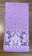 Vintage Washfast Colors All Cotton RN 14193 Lavender Black White Floral Bandana