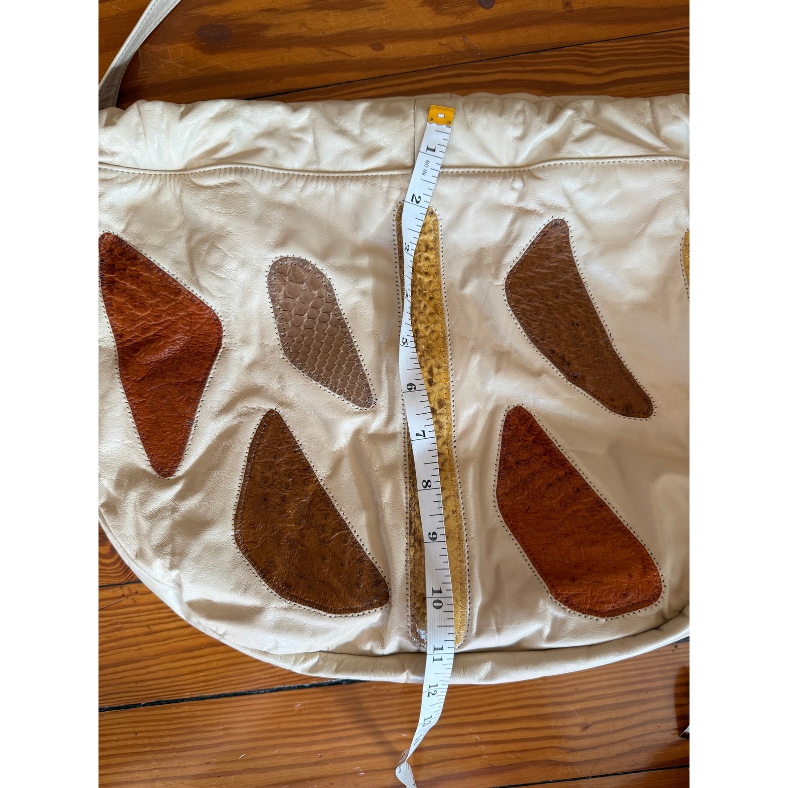 1980s Exotic Patchwork Leather Drawstring Shoulde… - image 8