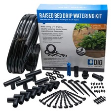 DIG Raised Bed Garden Drip Irrigation Kit Black 50ft 10 Rows .65GPH UV Resistant
