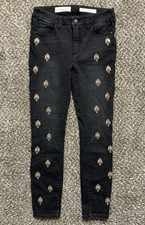 Anthropologie Pilcro and the Letterpress Jeans Women Script 27 Black Embellished