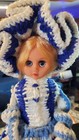 Vintage Hand Crocheted Doll Dish Soap Cover- Blonde Hair- Blue And White — photo 2