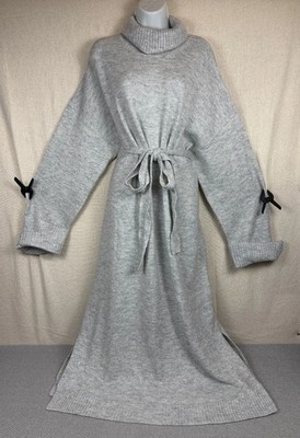 In The Style Damen Pullover Kleid 22/24 Grau Rollkragen Midi Bindeband Taille Glitzer