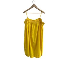 H&M Yellow Cotton Mini Dress Sundress Cottagecore Summer Size XL