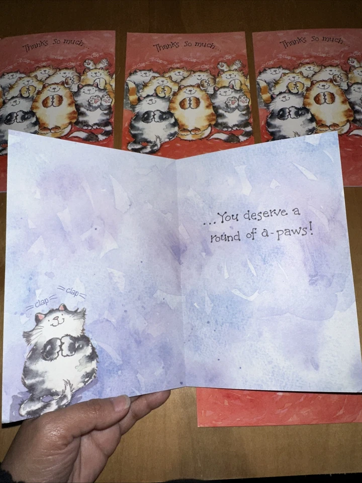 LEANIN TREE THANK YOU CARDS CAT THEME LOT OF 5 WITH ENVELOPES - Image 3 of 4