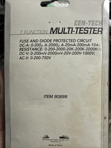 Cen-Tech 90899 Tester Multimetro Digitale 7 Funzioni con Cavi Corrente Tensione DC - Foto 4 di 4