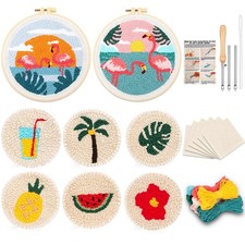 Sukhumvit 8PCS Punch Needle Coaster Kit, Beginners Adults Punch Needle Set wi...