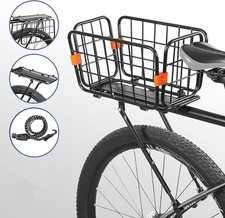 Rear Bike Rack with Basket Aluminum Alloy Adjustable Foldable Basket with Cord