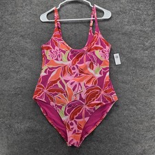 Old Navy Swimsuit One Piece Womens XL Pink Orange Tropical Floral Bathing Suit