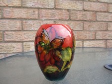 MOORCROFT  FLAMBE CLEMATIS PATTERN  VASE . WALTER MOORCROFT DESIGN