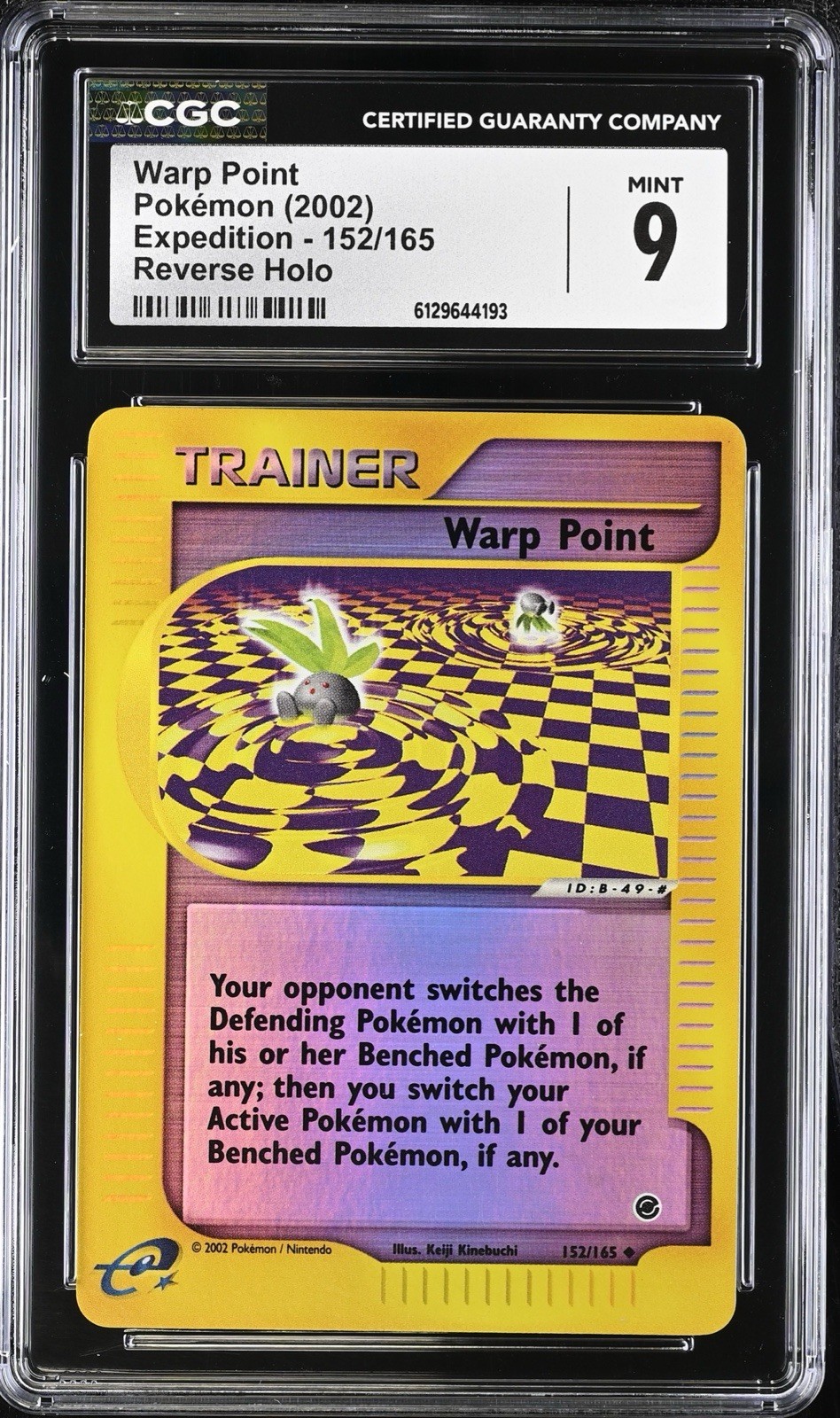 CGC 9 MINT Warp Point 152/165 Expedition Base REVERSE HOLO WOTC 2002 Pokémon