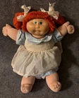 VTG CABBAGE KID DOLL 1980'S GIRL, RED HAIR, GREEN EYES, BLACK SIGNATURE, COLECO