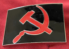 Vintage Limited Belt Buckle USSR/CCCP/Communist/Hammer  Sickle Black/Red Enamel