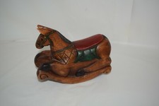 VINTAGE WOODEN HAND CARVED ROCKING HORSE PAINTED FOLK ART