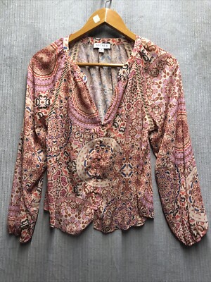 Anthem The Label Blouse Size M V Neck Button Down Multicolor 