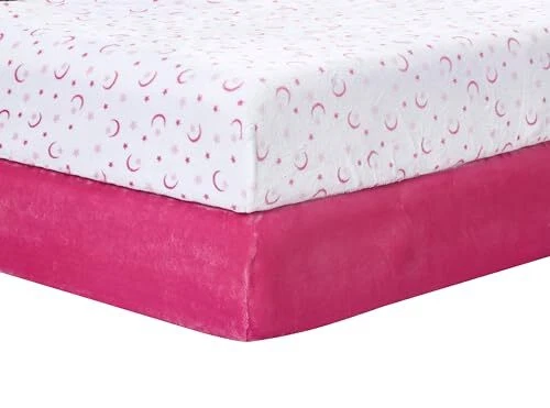 Microplush Warm Crib Sheets for Girls Set of 2 Super Soft and Cozy Fitted