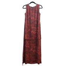 Vtg Womens Sz 4 Watercolor Floral Maxi Party Event Dress Tunic Layer Made inUSA 