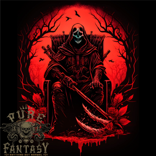 The Grim Reaper En para Él Trono Motero Gótico Algodón Hombre Camiseta Top - Imagen 1 de 4