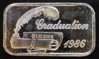 1986 Graduation Silvertowne Mint TONED Vtg Bullion-999 Silver 1 Ounce Oz Art Bar