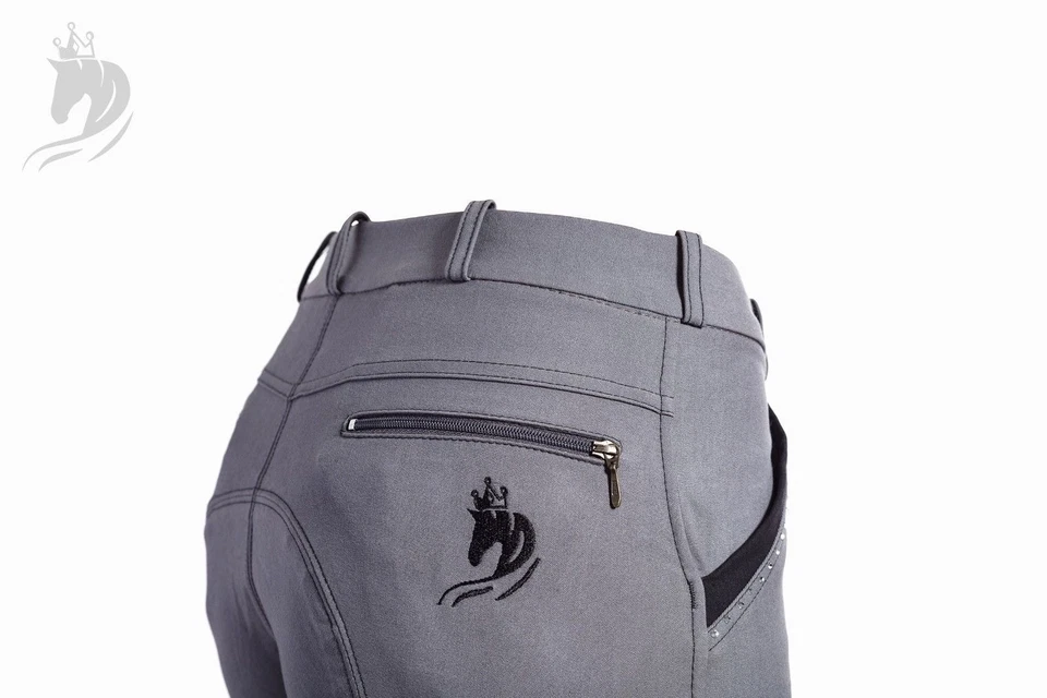 Reithose CrownClub mit Kniegrip grau mit Strass in allen Größen Hose  - Bild 2 von 4