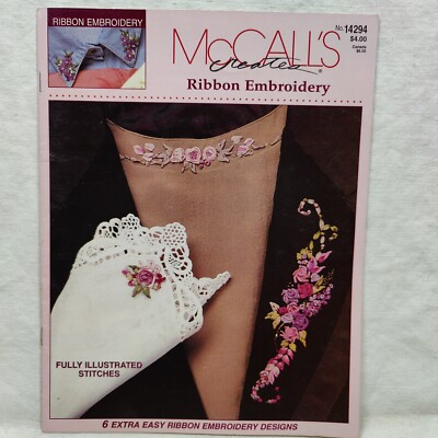 RARE 1994 Vtg Ribbon Embroidery Floral Stitches McCall's Creates Book No. 14294
