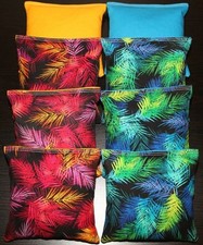Palm Trees PARADISE Island CORNHOLE BEAN BAGS 8 ACA Regulation Tailgate Bags