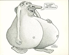 BASIL WOLVERTON Man with 2 stomachs illo~ ORIGINAL ART