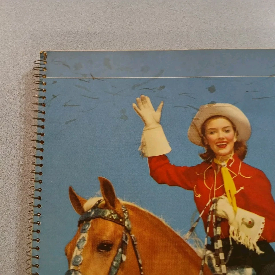 MCM SCRAPBOOK 65 PAGES COWGIRL ON HORSE 1950S 11" BY 15" UNUSED - Изображение 2 из 4