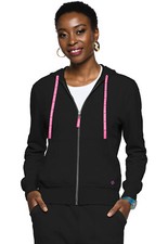 Black Med Couture AMP LifeStyle Fleece Zip Front Hoodie Scrub Jacket MC316 BLK