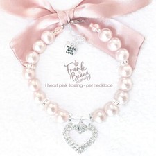 Frosted Pink Pearl Dog Necklace Personalized Cat Necklace Collar Pet Jewelry