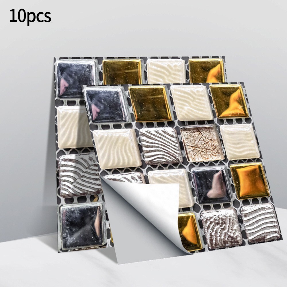10xGlitter Self Adhesive Bathroom Wall Tiles Peel & Stick Mosaic