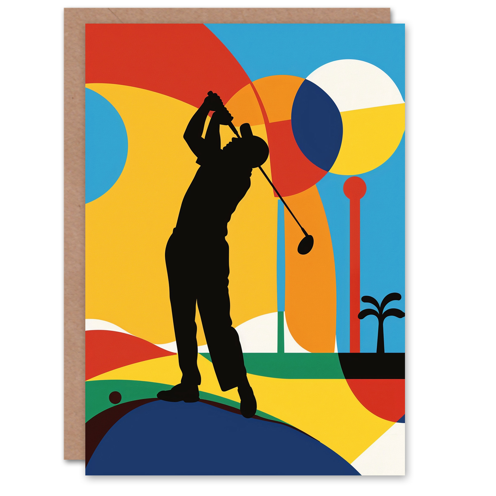 Golf Sport Golfer Colourful Abstract Pop Art Birthday Card