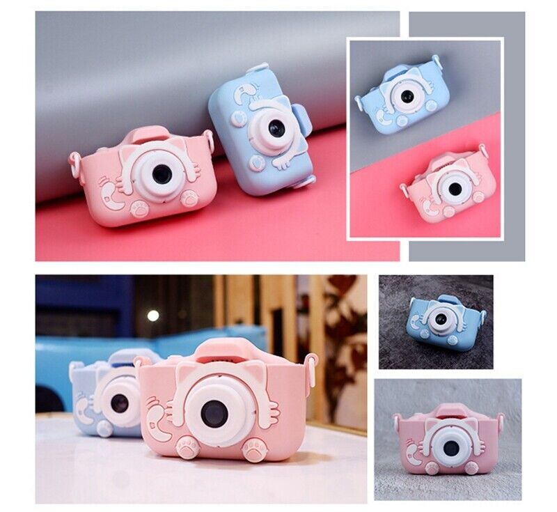 Children's digital camera Cartoon children's camera toy with cat silicone cover