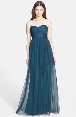 NEW AMSALE Draped Tulle Strapless DRESS GOWN SIZE 8 $310 PACIFIC BLUE  BRIDESMAID | eBay
