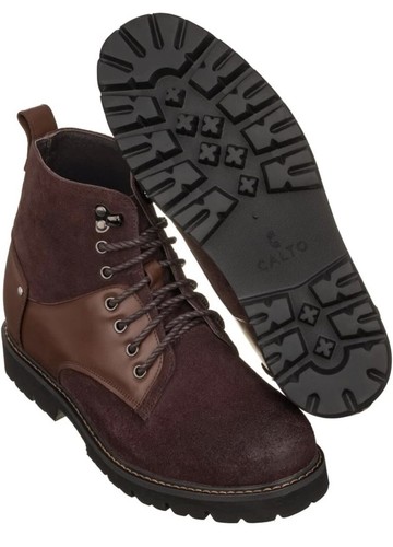Scarpe stivali uomo Calto altezza aumento nabuk misura 10 bordeaux/marrone - Foto 5 di 11