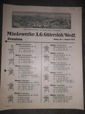 ORIG. Reklame Broschüre Miele Gütersloh WESTFALEN PREISLISTE WASCHMASCHINEN 1934