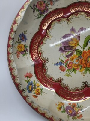 Daher Decorated Ware 1971 Tin Floral Metal Bowl Tray Made in