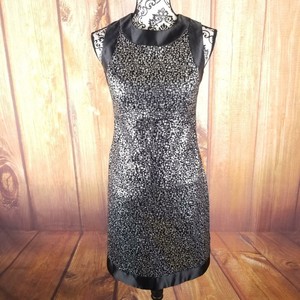 black and silver midi dress