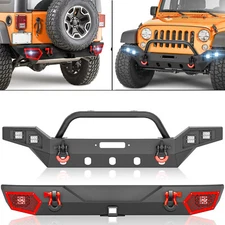 Front /Rear Bumper W/ D-rings For 07-2018 Jeep Wrangler JK JKU 2/4 Doors Models