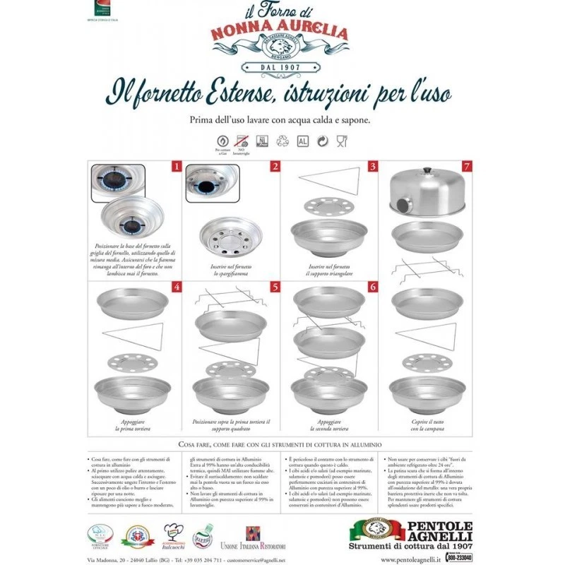 FORNETTO ALLUMINIO ESTENSE FORNO VERSILIA CON OCCHIO 35 cm ORIGINALE AGNELLI - Immagine 2 di 2