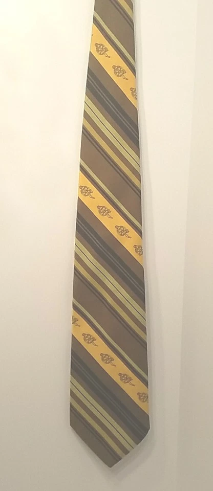 Corbata Andhurst Hombre, Poliéster Marrón Y Dorado Con Cañón Y Rayas 4" Ancho Foto 4 de 4