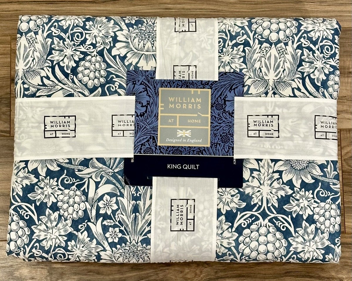 William Morris Sunflower Navy King Quilt | Blue Coverlet