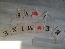 Be Mine Love Valentines day Burlap Banner