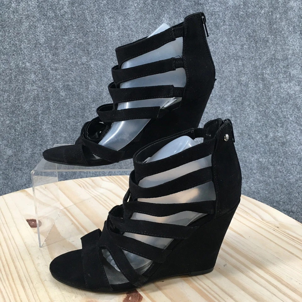 Tacones G By Guess para mujer 7,5 M Hiplee 2 Gladiador con tiras cuña tela negra cremallera Foto 2 de 4