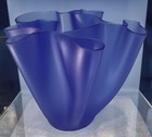 PIETRO CHIESA Fontana Arte  Blue Murano Satin Glass Cartoccio Fazzoletto Vase — photo 1
