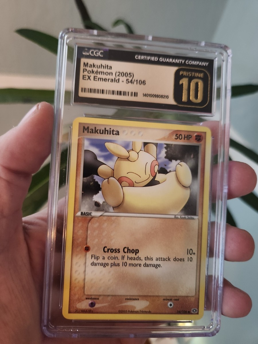 CGC 10 PRISTINE Pokemon Makuhita EX Emerald Card 54/106 BLACK