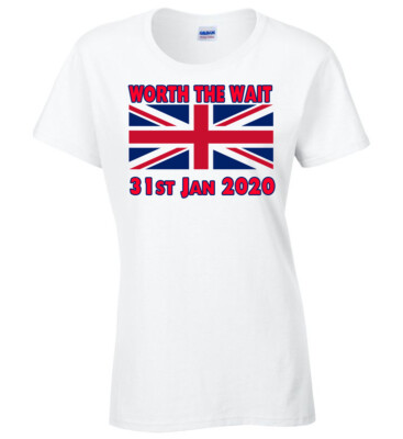 Herren Damen Brexit Worth The Wait Day T-Shirt Gedenk 31.01.2020