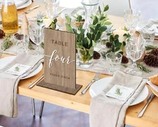 Personalised Engraving & 3D Raised Wooden Laminated Ply Wedding Table Number