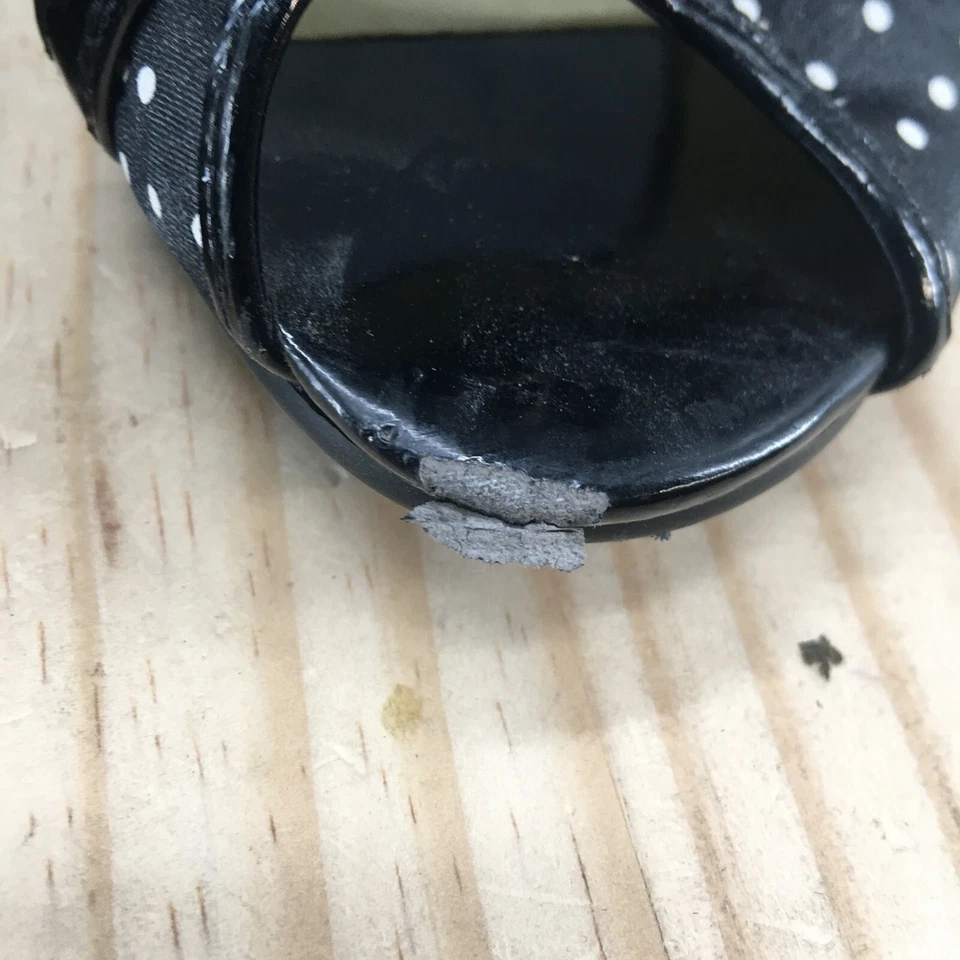 Candies Shoes Womens 9.5 M Clique Slingback White Polka Dot Faux Leather Casual - Image 4 of 4